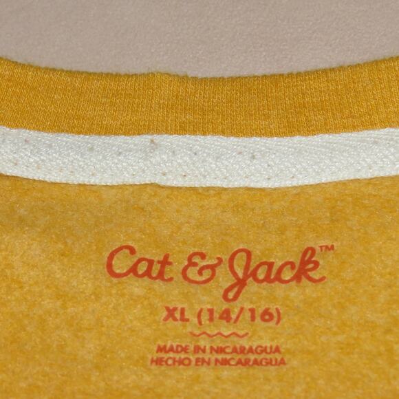 Cat & Jack Yellow Weekend Vibes Casual Girls Pullover Sweatshirt - Picture 5 of 6